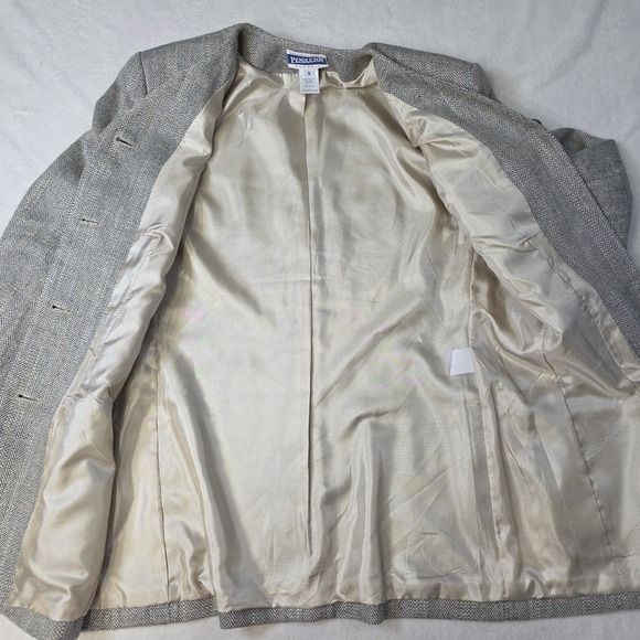 Vintage Pendleton Jacket Womens 6‎ Silver Herringbone Tweed Blazer Silk Blend - Picture 9 of 14